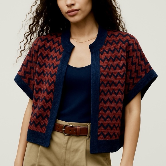 Warped & Twisted Vintage Short Sleeve Chenille Sweater Cardigan Shoulder Pads M - Picture 5 of 9